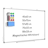 DOLLAR BOSS Magnetisches Whiteboard, 45 x 60cm magnettafel Magnetpinnwand mit 2 Whiteboard Stifte, 8 Magnete and 1 White board Radiergummi, für Schule & Haus und Büro