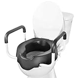 KMINA - Toilettensitzerhöhung mit Armlehnen (10 cm, Soft), WC Sitzerhöhung für Senioren mit Deckel, Erhöhter Toilettensitz 10 cm, Toilettenaufsatz für Senioren, Sitzerhöhung Toilette Erwachsene Weiß