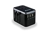 Verbatim Universal Reiseadapter UTA‑04, Steckdosenadapter mit 3 USB‑A und 2 USB-C Anschlüssen, Schnellladegerät für Laptop, Handy, Kamera und Co, Reisestecker weltweit einsetzbar, 100 - 250 V