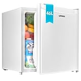 Upstreman 46L Mini-Kühlschrank mit Gefrierfach, einstellbarem Thermostat, energiesparend, geräuscharm, eintüriger Kompaktkühlschrank für Wohnheim, Büro, Schlafzimmer, Weiß-FR17