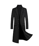 ECDAHICC Wintermantel Herren Lang Wolle Mantel Slim Fit Zweireihig Revers Herrenmantel Business Baumwolle Mantel Wollmantel(BL,2XL)
