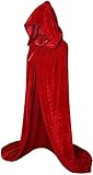 GraduatePro Rotkäppchen Kostüm Prinzessinnen Umhang Cape mit Kapuze Rot Damen Lange Vampir Fasching Karneval für Halloween Kleid Unterrock Mantel Poncho Kap