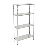 Relaxdays Metallregal verzinkt, 4 Böden, bis 160 kg, Schwerlastregal Stahl, Lagerregal Keller, HBT: 150x75x30 cm, Silber