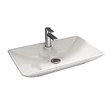 Aqua Bagno | Waschbecken, Design Aufsatzwaschbecken, Waschtisch, aus Keramik, ohne Überlauf | 65x40x10cm | Weiß