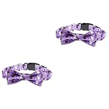 Yardwe 2st Halloween-Kragen Festival Pet Bow Halsband Halloween-katzenhalsband Halsschmuck Für Haustiere Kleines Katzenhalsband Katzenloch-innentür Hundebogen Violett Baumwolle Polyester