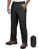 Outdoor Ventures Herren Regenhose Fahrrad Wasserdicht Atmungsaktiv Überziehhose Winddicht Outdoorhose Wanderhose Winddicht Leichte Trekkinghose Packbar Schwarz L/32 Schrittlänge