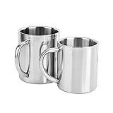 WMLBK Edelstahl Kaffeebecher mit Henkel Kaffeetasse,2 Stück Edelstahl Kaffeetasse Set Hochwertiger Bruchsicherer Isolierbecher Kaffeebecher (300ml)