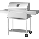 Schickling Holzkohlegrill 'Walter XL - Classic' BBQ Grillwagen aus hochwertigem Edelstahl mit doppelwandigem Grilldeckel - Made in Germany: 5-Fach verstellbar, 4-teiliger Rost, Grillfläche: 71x45cm