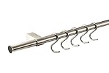 Gedotec Design Küchenreling Wand-Relingsystem Küche | Edelstahl-Optik | Reling-Set Länge: 600 mm | Reling-System mit 5 S-Haken mit Befestigungsmaterial | 1 Komplett-Set - Küchenleiste aus Metall