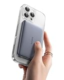 Baseus Picogo AM41 Power Bank, Ultra Slim 10000mAh Qi2 Magsafe Powerbank 15W Wireless, PD 27W Schnellladung, Mini Magnetische Externe Batterie mit USB C Kabel für iPhone 16/15/14/13/12, Space Grauer