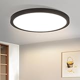 Laittiin Deckenlampe LED Deckenleuchte Flach - 23CM Schwarz Schlafzimmer Deckenbeleuchtung 18W Rund Flurlampe 4000K Neutralweiß Modern Küchenlampe IP44 Wasserfest Badezimmer Lampe für Bad Küche Flur