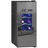 HOMCOM Weinkühlschrank Kompressor 12 Flaschen 30L Getränkekühlschrank, Flaschenkühlschrank 8-18°C mit Verstellbar Regal, Touchscreen, Glastür, LED-Beleuchtung, Schwarz