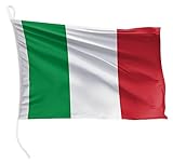 FLAGLY Premium Bootsfahne Italien 20 x 30 cm - 115g/m² Stoffgewicht - gedruckt, robust mit Strick & Schlaufe, Bootszubehör Motorboot (20 x 30 cm - Italien)