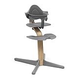 Stokke Nomi Stuhl (Oak Grey) + Babyset (Grey) - Inspiriert zu aktivem Sitzen & Bietet Unterstützung, während das Baby sitzen lernt - Bis 150 kg belastbar