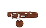 HUNTER AALBORG Hundehalsband, Leder, schlicht, robust, komfortabel, 32 (XS), cognac