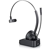 CSL - Bluetooth 5.3 Headset mit Ladestation - PC Kopfhörer mit flexiblem Mikrofon - Multipoint - kabellos - leicht - freisprechen - für Auto und LKW Computer Call Center Handys