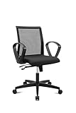 Living Chairs Basic 10 – Bürostuhl mit Air+ Luftkissen-Technologie, ergonomisch & preiswert, Wippmechanik, Netzrücken, Made in Germany, Top Preis-Leistung, mit Ringarmlehne, Stoff schwarz