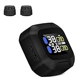 OBEST Motorrad TPMS Reifendruckkontrollsystem Reifendruck Kabellos Reifendruckmesser USB Power LCD Display mit 2 Externen Sensor