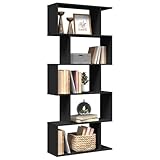 HANJIEFACAI Raumteiler-Bücherregal 5 Etagen Schwarz 70x24x161 cm DVD Shelf Book Small Bookshelf Shelf Organizer für Wohnzimmer Arbeitszimmer Balkon Schlafzimmer