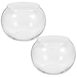 Angoily Glasvase Rund 2 Stück kugelförmige Deko-Vase in klassischem Stil aus Klarglas, Kugelvase Glas Aquarium Kugelaquarium Goldfischglas Glas-Fischglas für Wohnzimmer, Büros, Garten, 12 x 12 x 10cm