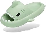 INMINPIN Unisex Hai Badelatschen Sommer Hausschuhe Badeschlappen rutschfeste Dusch Badeschuhe Strand Sandalen Damen Herren Cloud Shark Slides Slippers, Matcha, 38/39 EU