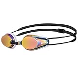 arena Tracks Mirror Anti-Fog Wettkampf Schwimmbrille Unisex für Erwachsene, Schwimmbrille mit verspiegelten Gläsern, UV-Schutz, 4 Austauschbare Nasenstege, Silikon Dichtungen