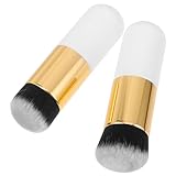BESTYASH 2Stücke Flauschige Make Up Pinsel Puder und Flüssig Foundation Pinsel für zum und Ergonomisches Design für Müheloses Auftragen