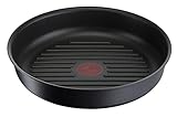 Tefal Ingenio Grillpfanne, 26 cm, Induktion, Antihaftbeschichtung, Aluminiumguss, stapelbar, spülmaschinengeeignet, Eco Resist L8584004, Schwarz, Antihaftbeschichtung