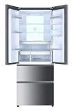 Haier B3FE742CMJW Kühl-Gefrierkombination/French Door / 70 cm Breite / 458 Liter/Wasserspender/Total No Frost/MyZone Pro/Humidity Zone/ABT, Edelstahllook