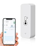 WLAN Smart Thermometer Hygrometer, Digitale Mini Innentemperatur und Feuchtigkeitssensor, Raumtemperaturfeuchtigkeitssensor App Fernbedienung für Gewächshauskeller,Kompatibel Alexa/Google Home. 1Pack