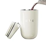 OTE Thermobecher, Tragbarer Kaffeetasse Isolierbecher, Hält Getränke heiß/kalt, Edelstahl Kaffeebecher to Go, 350ml auslaufsicher Reisebecher (Beige)