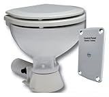 SAWESTO Elektrische Bootstoilette Kompakt WC mit Bedienungspaneel | 12V Bordtoilette mit Zerhacker für Camping Wohnmobil & Boot | Zerhackertoilette Weiss