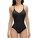 DAILISHA Shapewear Damen Body Stark Formend，Body Shaper Damen, Hohe Elastizität Bodysuit Women Shapewear, Taillenmieder Shaping Miederbody und Verstellbarer Schultergurt (Schwarz, 3XL)