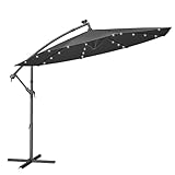 SONGMICS Sonnenschirm mit LED-Solar-Beleuchtung, Ampelschirm...