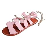 Generisch Damen-Sandalen, modisches neues Muster, Farbblock, offene Zehenpartie, atmungsaktiv, flache Unterseite, leichte und bequeme Sommer-Strandschuhe Damenschuhe 43 Weite H (37)