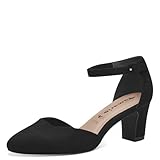 Tamaris Damen Pumps Textil Blockabsatz Vegan; BLACK, EU 38