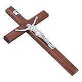 DICOSMETIC 7.95 Zoll Kruzifix Kreuz Wandbehang Holzkreuz...