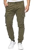 Indicode Herren August Cargohose aus Baumwolle mit 6 Taschen | Cargo Chino Hose f. Männer Army L