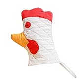 Küchenhandschuhe, hitzebeständiger Ofenhandschuh, weiche und waschbare Küchenhandschuhe, langlebige Ofenhandschuhe mit einzigartigem Hahn-Muster, leichte Topflappen zum Backen Grillen Barbecu