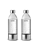 aarke 2er-Pack PET-Flaschen für Wassersprudler Carbonator 3, BPA-frei mit Details in Edelstahl, 800ml, AASPB1-STEEL