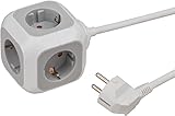 Brennenstuhl Alea-Power Steckdosenblock/Steckdosenwürfel 4-Fach (mit 1,4m Kabel und erhöhtem Berührungsschutz)