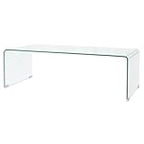 Festnight Multifunktional Couchtisch Sofatisch aus gehärtetem Sicherheitsglas Kaffeetisch 100x48x33cm Glastisch Wohnzimmertisch Transparent