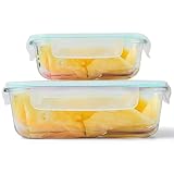 HOUSLUX Meal Prep Boxen Glasbehälter mit Deckel Glas Lebensmittelbehälter - Hochfest, Spülmaschinengeeignet & Auslaufsicher für tägliche Nutzung (370&1040ML)