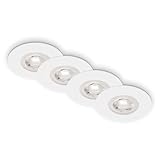 BRILONER Leuchten - 4er Set Einbauleuchten Decke, Dimmbar, LED Einbaulampen ultraflach, Einbaustrahler Bad, Badeinbaustrahler IP44, Weiß-Matt, 90x25 mm (DxH), 7999-046