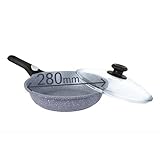 BIOL Aluminium Bratpfanne mit/ohne Glasdeckel 24 und 28 cm, mit Greblon Antihaftbeschichtung, Induktion geeignet, abnehmbarem Griff, für alle Herdarten (mit Deckel, 28 cm)