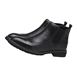 VERDANVERSE Stilvolle Herren Brogue High top Boots mit Geschnitztem Design Rutschfest Atmungsaktiv Klassische Schwarze Winterstiefel für Alltag Arbeit und Party