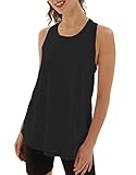 sissycos Damen Sport Tank Top Ärmellos, Sanft Racerback Shirt Rundem Ausschnitt für Fitness Yoga Beiläufig (Black, XXL)
