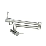 An der Wand montierter, klappbarer Topffüller-Küchenhahn aus massivem Messing, 360-Grad-Drehung, Einloch-Spülbecken-Wasserhahn für die meisten Szenarien(Brushed Nickel)