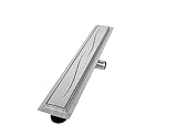 VILSTEIN Duschrinne 80cm, Edelstahl Bodenablauf Komplettset, extra flach, Siphon mit Geruchsstop, Haarsieb - Welle