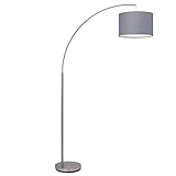 BRILLIANT Lampe Clarie Bogenstandleuchte 1, 8m eisen/grau | 1x A60, E27, geeignet für Normallampen (nicht enthalten) | Mit Fußschalter